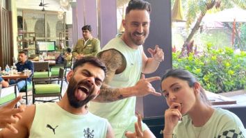 Anushka Sharma, Virat Kohli, and Faf du Plessis strike goofy pose, see picture