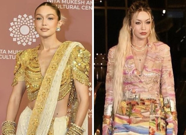 Zendaya and Gigi Hadid wearing a saree at the NMACC launch in