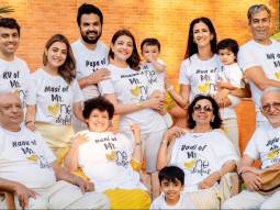 Kajal Aggarwal poses with ‘La Familia’ in matching tees as she rings in her son Neil’s first birthday