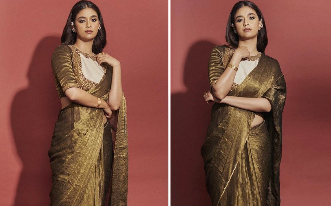 Keerthy Suresh in bronzed pleated saree is a sure shot showstopper : Bollywood News