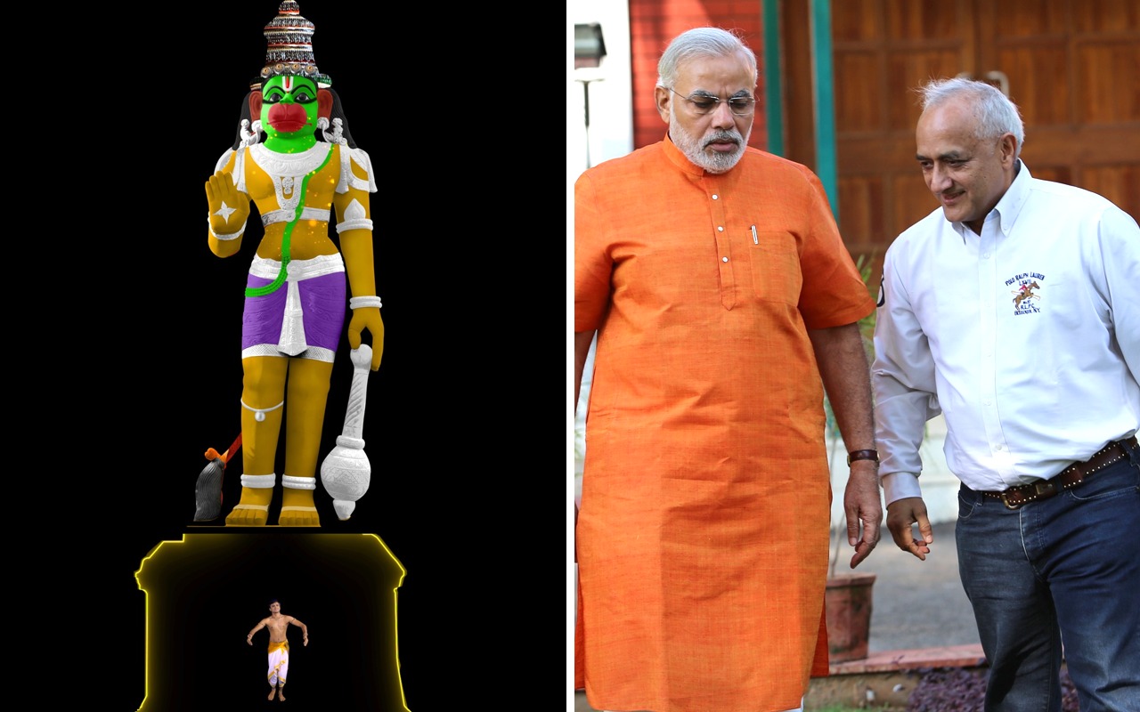Mani Shankar’s 55-foot holographic Hanuman statue inaugurated by Prime Minister Narendra Modi in Hyderabad 