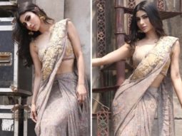 Mouni Roy aces the saree game yet again in grey and gold saree worth Rs.35K