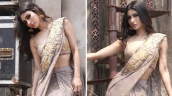 Mouni Roy aces the saree game yet again in grey and gold saree worth Rs.35K