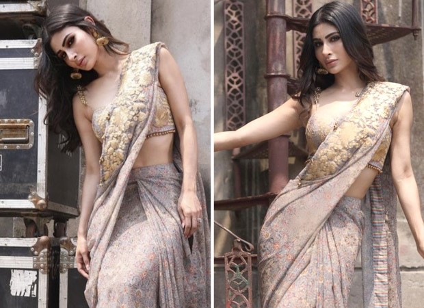 Mouni Roy aces the saree game yet again in grey and gold saree worth Rs.35K : Bollywood News