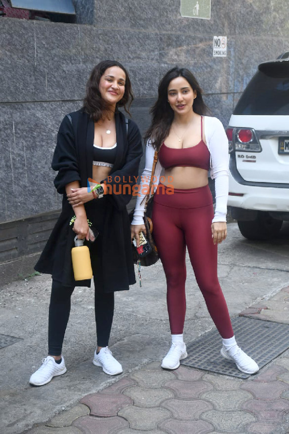 photos neha sharma and aisha sharma spotted outside the gym 1 2