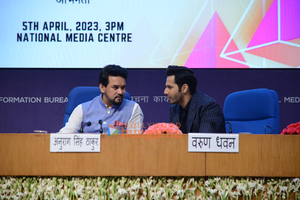 photos varun dhawan and ib minister anurag thakur snapped at national media centre in new delhi 1