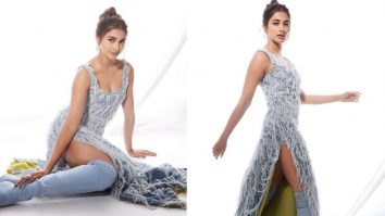 Pooja Hedge doubles the denim quotient in distressed dress and thigh-high boots for Kisi Ka Bhai Kisi Ki Jaan promotions