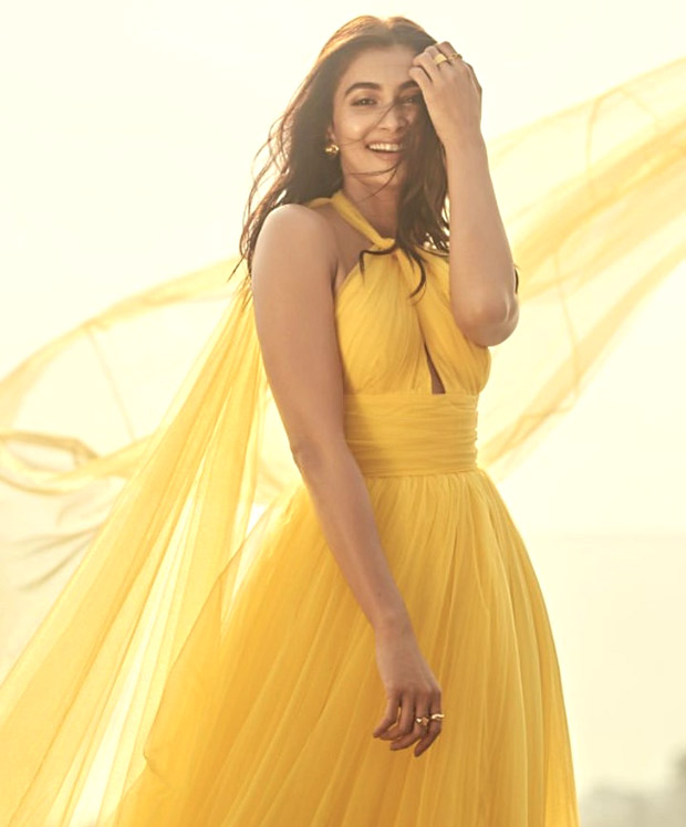 Pooja Hegde is a ray of sunshine in yellow tulle gown by Gauri & Nainika at Kisi Ka Bhai Kisi Ki Jaan trailer launch