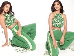 Pooja Hegde makes monotone look so chic in green 3D embellished top and pants with tassels