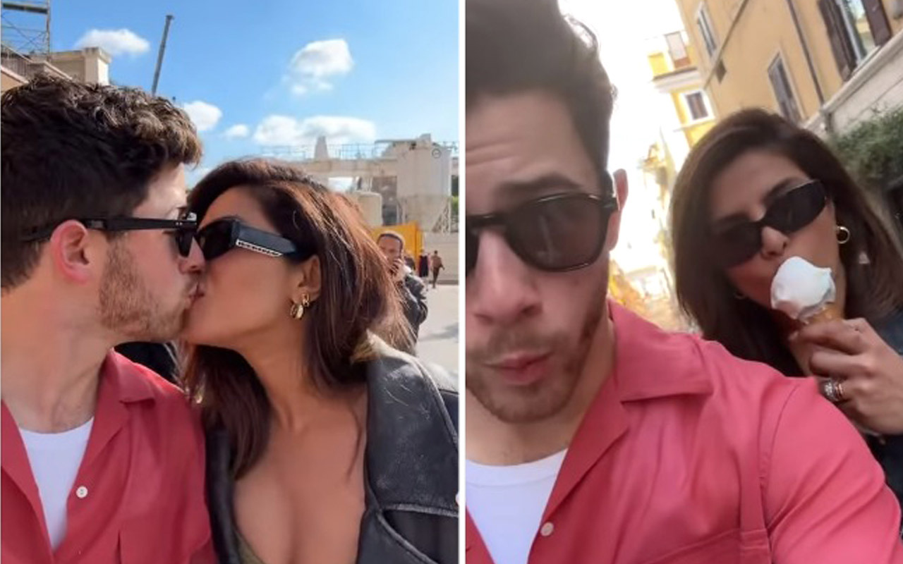 Priyanka Chopra and Nick Jonas share a kiss, enjoy eating ice-cream while strolling in Rome amid Citadel promotions, see video 
