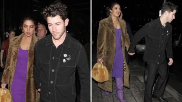 Priyanka Chopra keeps London aesthetic in check for dinner with Nick Jonas and Jonas Brothers as she dons a purple dress, furry overcoat, pantaboots and cutesy bag