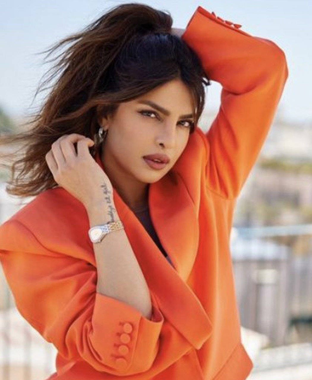 Priyanka Chopra looks bright and blazing in a tangerine pantsuit for Citadel premiere in Rome