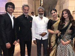 Raveena Tandon poses with S.S. Rajamouli as she receives the prestigious Padma Shri award
