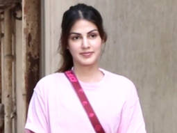 Rhea Chakraborty poses for paps after a her workout session