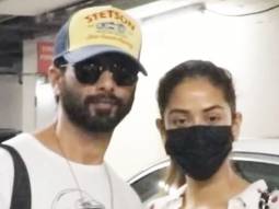 Shahid Kapoor & Mira Rajput pose for paps at the airport