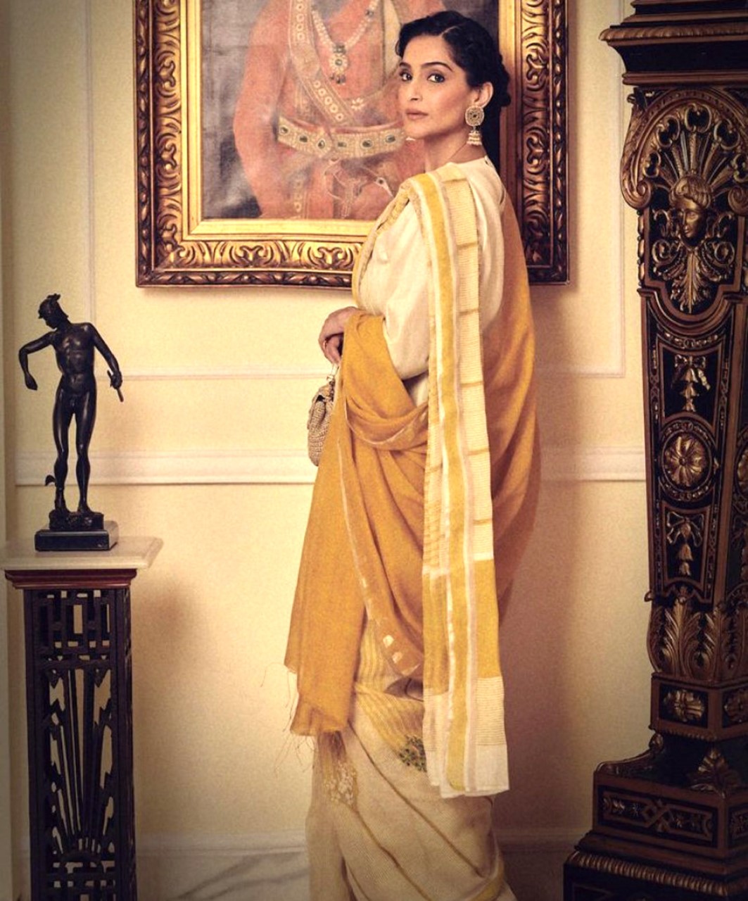 Sonam Kapoor oozes unique ethnic charm in yellow linen saree