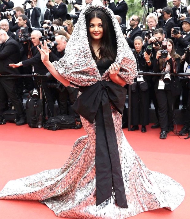 Aishwarya Rai Bachchan in a silver sequin hooded gown with an oversized bow proves why she is the OG of Cannes red carpet