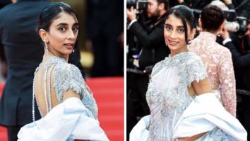 Cannes 2023: Influencer Dolly Singh makes a strong statement in an ethereal sequined ice blue gown and ruffled shrug by Abu Jani-Sandeep Khosla