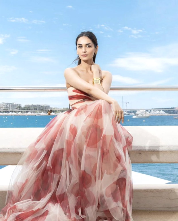 Cannes 2023: Manushi Chhillar blossoms in a red floral creation by Gauri and Nainika, setting Cannes ablaze