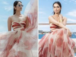 Cannes 2023: Manushi Chhillar blossoms in a red floral creation by Gauri and Nainika, setting Cannes ablaze