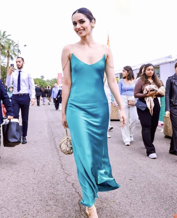 Cannes 2023: Manushi Chhillar makes waves in an aqua slinky satin backless dress