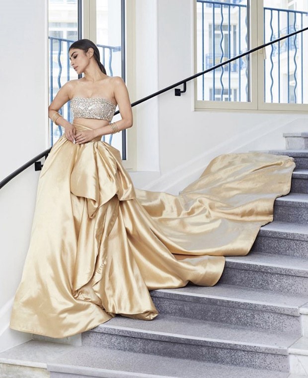 Cannes 2023: Mouni Roy shines bright in a ruffled golden skirt and silver embellished bustier