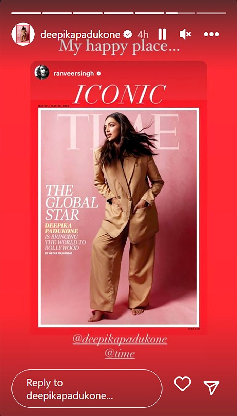 Ranveer Singh expresses pride as “babygirl” Deepika Padukone features on Time magazine's cover; see post