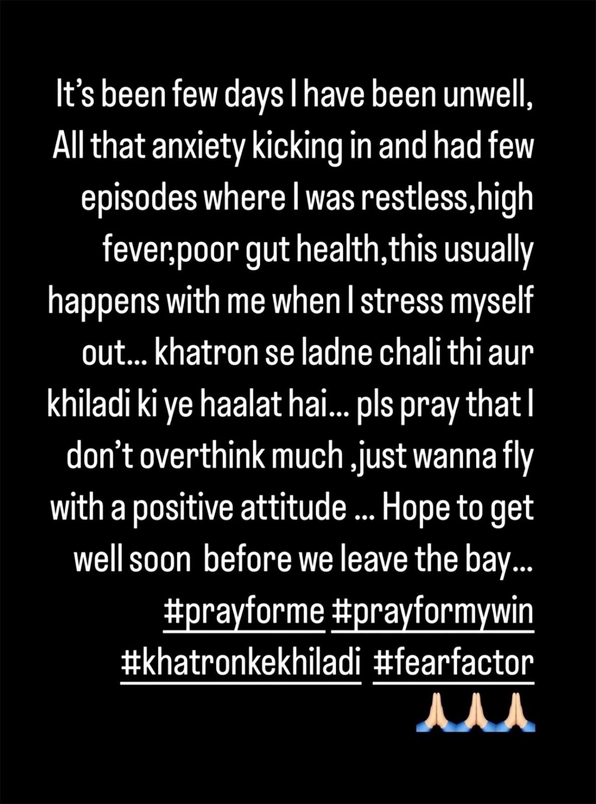 Khatron Ke Khiladi 13 contestant Anjum Fakih suffers panic attacks prior to the show; pens note on social media