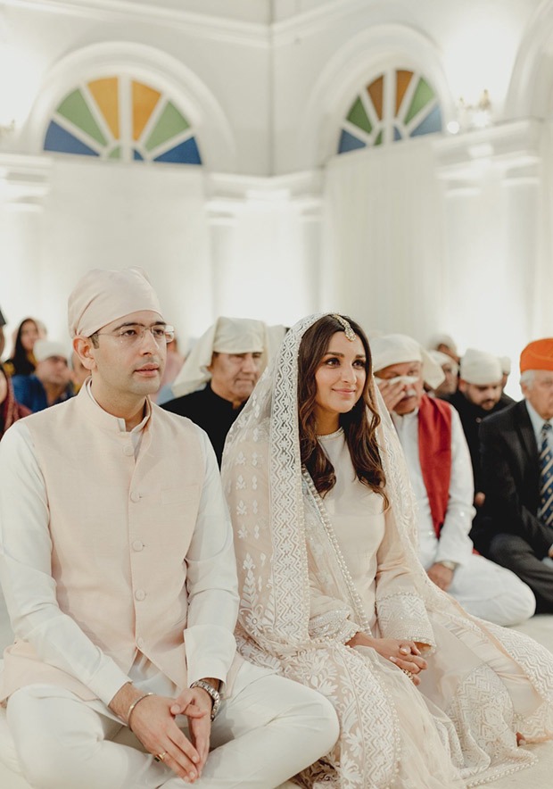 Parineeti Chopra’s father tears up during her engagement to Raghav Chadha, see new photos from her ceremony 
