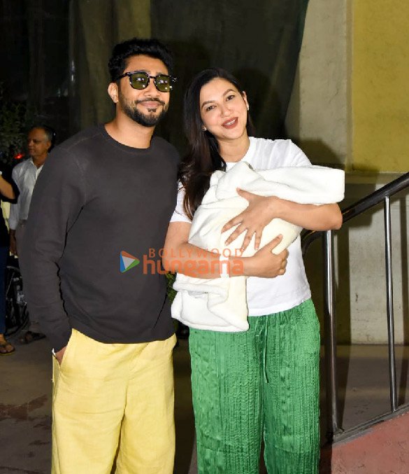 Photos: Gauahar Khan snapped with her husband Zaid Darbar and their newborn baby at Lilavati hospital in Bandra