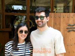 Photos: Karan Deol snapped with fiancé Drishya Acharya after a lunch date at La Loca Maria in Bandra
