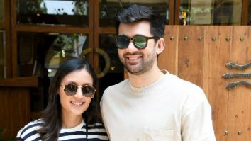 Photos: Karan Deol snapped with fiancé Drishya Acharya after a lunch date at La Loca Maria in Bandra