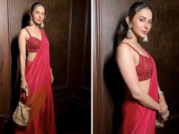 Rakul Preet Singh paints the town red with her exquisite saree and matching potli bag, redefining traditional fashion with a modern twist