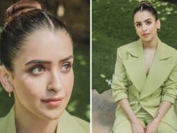 Sanya Malhotra powers up her style game in a green pantsuit for Kathal promotions