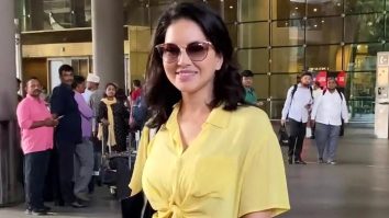 Sunny Leone’s airport fashion is on point with yellow crop shirt
