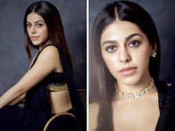 Alaya F sets a trend in a stunning black Manish Malhotra saree, paired with a bold bikini blouse, at Madhu Mantena and Ira Trivedi’s reception