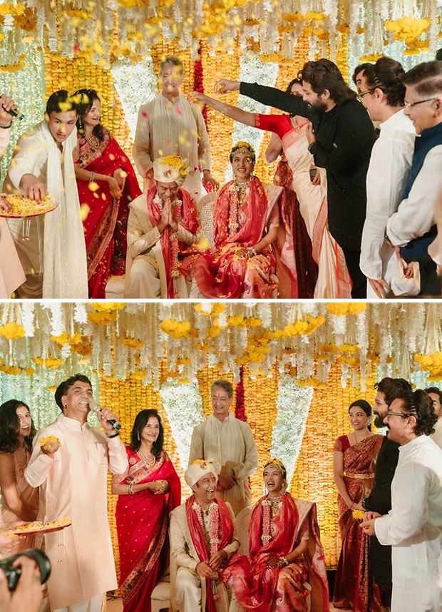 Allu Arjun and Aamir Khan come together to bless newlyweds Madhu Mantena and Ira Trivedi; watch