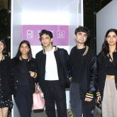The Archies team, including Suhana Khan, Agastya Nanda, and Khushi Kapoor, sport matching jackets as they depart for Tudum 2023 in Brazil