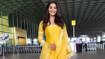 Pooja Hegde looks pretty in a bright yellow salwar at the airport