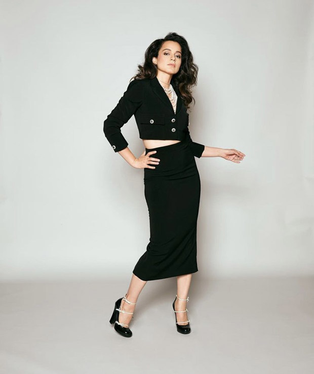 Kangana Ranaut ups the cool factor of a cropped black jacket and skirt ...