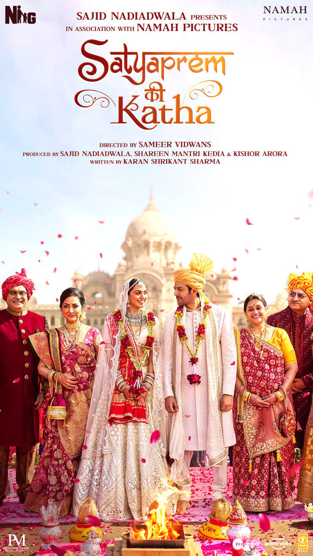 Kartik Aaryan and Kiara Advani's characters get married in Satyaprem Ki Katha's family poster, see photo Kartik Aaryan and Kiara Advani's characters get married in Satyaprem Ki Katha's family poster, see photo