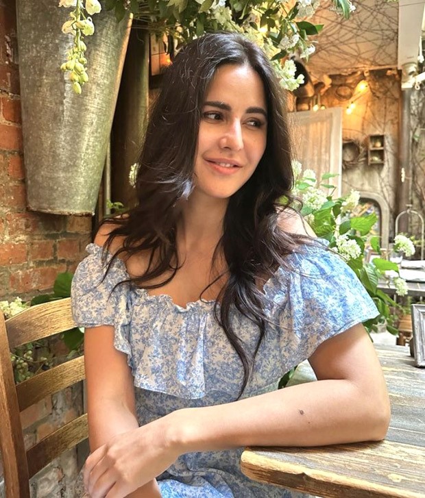 Katrina Kaif spends a chilling day at café dressed in blue off shoulder dress during holiday in New York; Vicky Kaushal reacts 