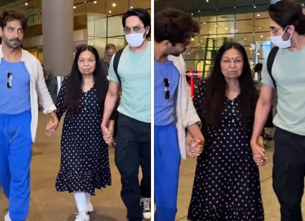 Ayushmann and Aparshakti Khurana holds mother's hand as they return to Mumbai; watch video