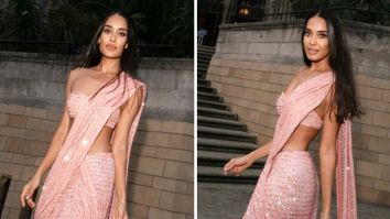 Lisa Haydon paints the town pink in Arpita Mehta’s shimmery saree worth Rs.3.85 Lakh, radiating glamour at sister Julia’s dreamy wedding