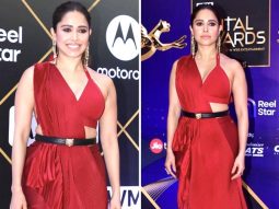Nushrratt Bharuccha sets hearts aflutter in a red pleated saree at an award event in the city