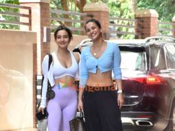 Photos: Neha Sharma and Aisha Sharma snapped outside the gym in Bandra