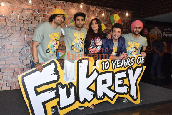 photos richa chadha ali fazal pulkit samrat varun sharma manjot singh and director mrigdeep singh lamba celebrate 10 years of fukrey 1
