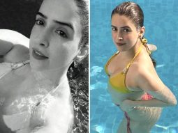 Sanya Malhotra makes waves in a vibrant colour-blocked bikini, embracing the summer vibes while diving into pool