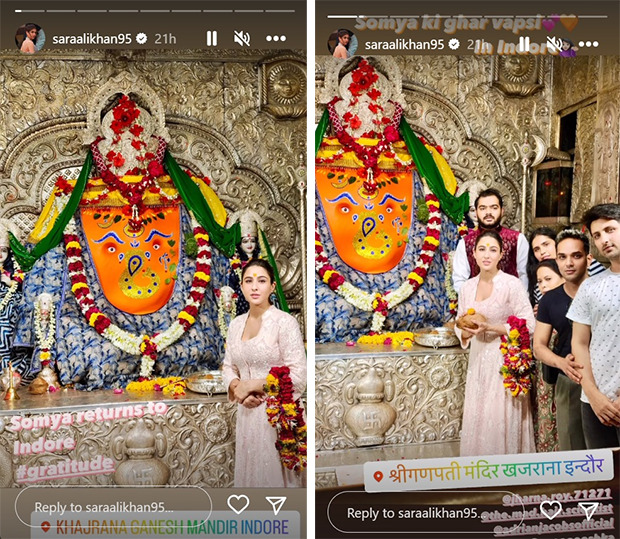 Sara Ali Khan seeks blessings at Khajrana Ganesh temple and Mahakaleshwar temple post Zara Hatke Zara Bachke triumph; see pictures