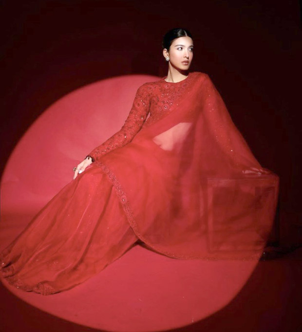 Shanaya Kapoor’s beautiful red sheer saree by Manish Malhotra is ethnic glam at its best